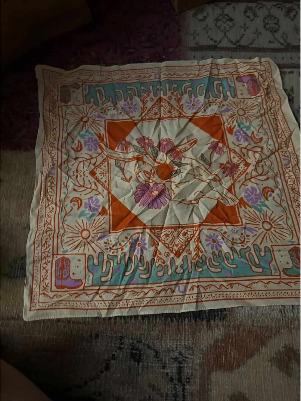 Gorgeous cow skull floral bandana artsy hippy